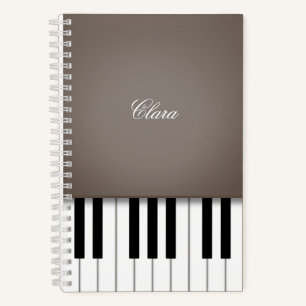 Sepia Piano Music Keyboard Personalisiert Notizbuch