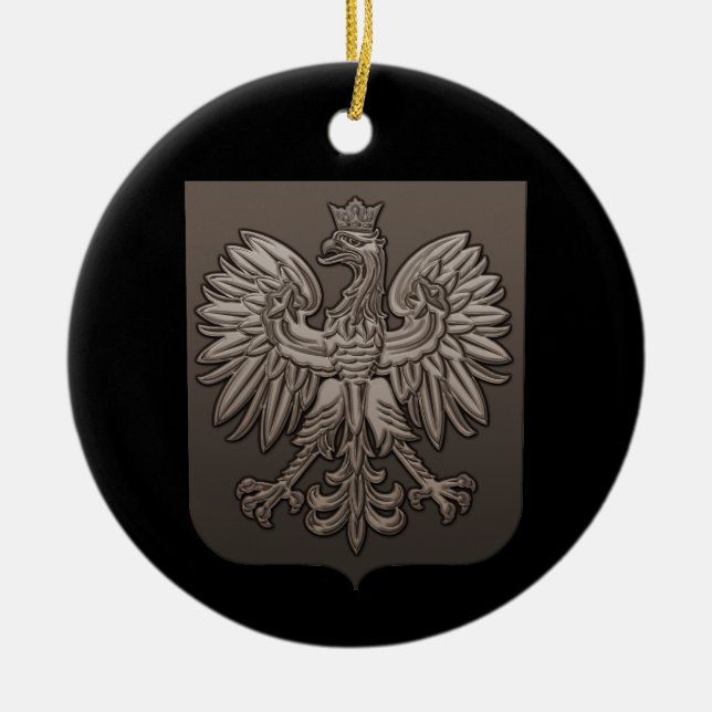 Sepia-polnisches Eagle-Schild Keramikornament (Vorne)