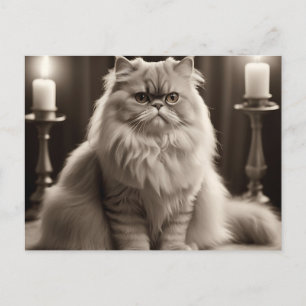 Sepia-Porträt einer Perserkatze Zeitlos Elegant Postkarte