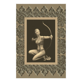 Sepia Poster mit Artemis Skulptur