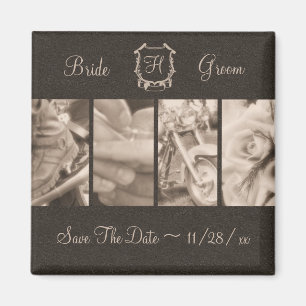 Sepia-Radfahrer-Hochzeits-Foto-Save the Date Magnet