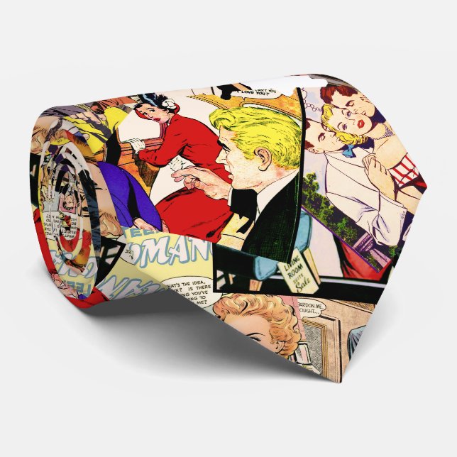 Sepia Romance Comic Book Cover Jumble Collage Krawatte (Gerollt)