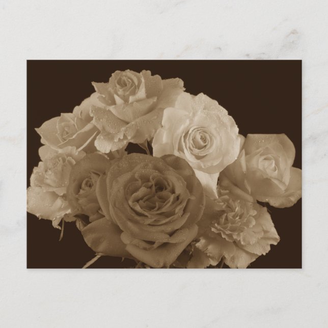 Sepia Rose Bouquet Postkarte (Vorderseite)