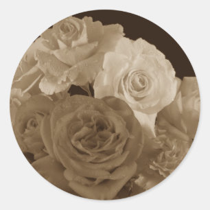 Sepia Rose Bouquet Runder Aufkleber