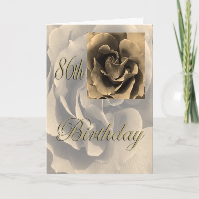 Sepia Rose Happy 86. Geburtstag Karte (Vorderseite)