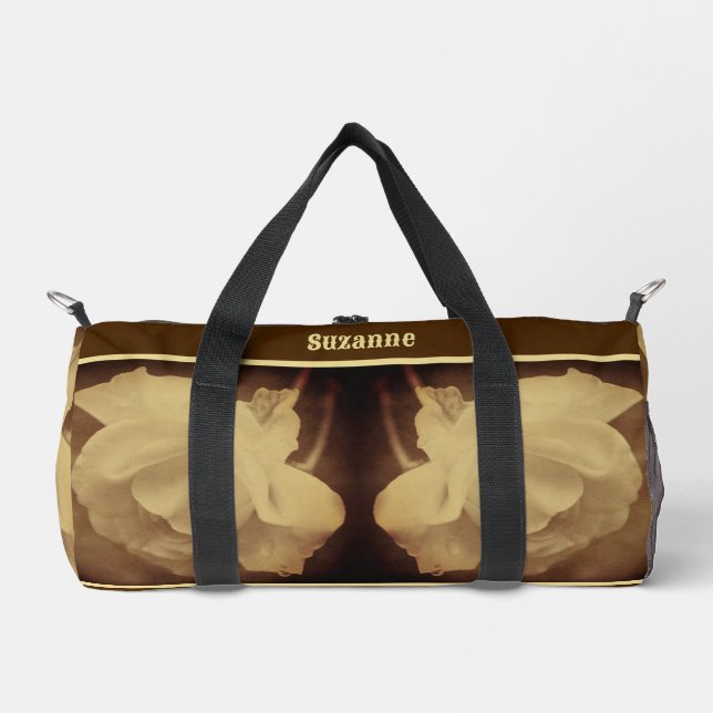 Sepia-Rose Rindrops Vintag Personalisiert Duffle Bag (Vorderseite)