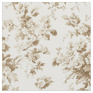 Sepia-Rosen-Zweig-Toile-Muster Stoff