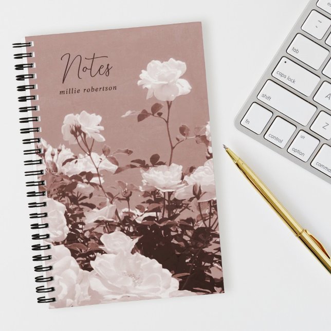 Sepia Roses Floral Garden Custom Spiral Notebook Notizbuch (Von Creator hochgeladen)