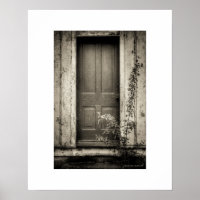 Sepia-Rostiges Verlassenes Gebäude-Tür-Poster-Druc