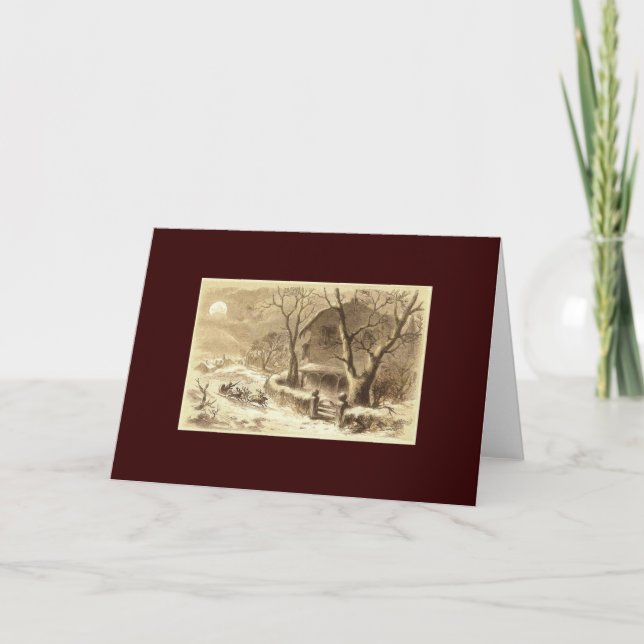 Sepia Santa und Reindeer Feiertagskarte (Vorderseite)