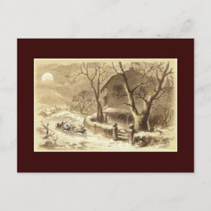 Sepia Santa und Reindeer Feiertagspostkarte