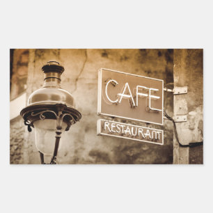 Sépia-Schild eines Cafés, Paris, Frankreich Rechteckiger Aufkleber