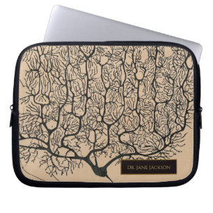 Sepia Schwarz Vintage Neuron Zeichnung Neurologie  Laptopschutzhülle
