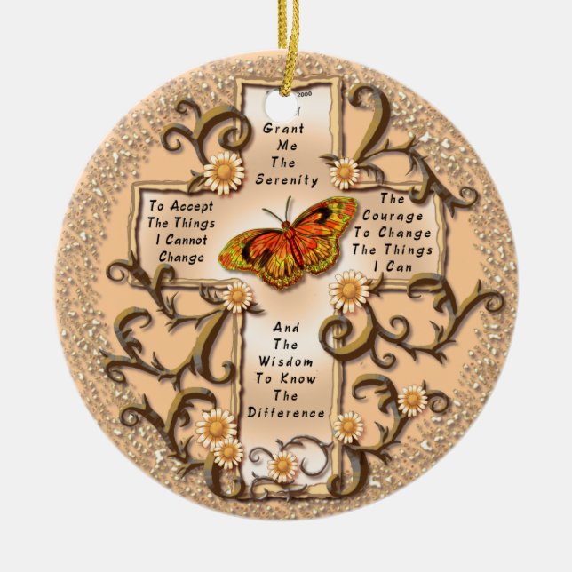 Sepia Serenity Cross Keramik Ornament (Vorne)