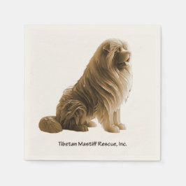 Sepia sitzend tibetische Mastiff Rescue Knapkin Serviette