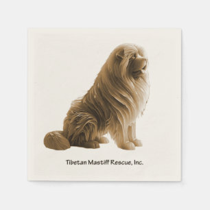 Sepia sitzend tibetische Mastiff Rescue Knapkin Serviette