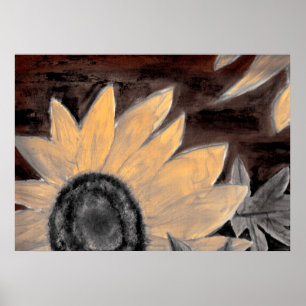 Sepia Sonnenblumenöl Malerei feine moderne Kunst Poster