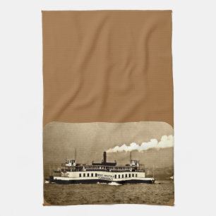 Sepia Steamboat Ferry Handtuch