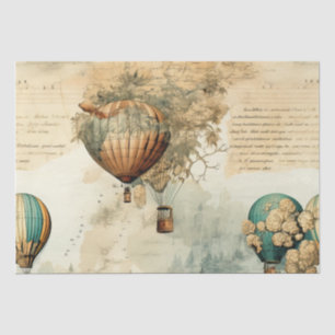 Sepia-Steampunk-Heißluftballon-Globus-Karte Seidenpapier