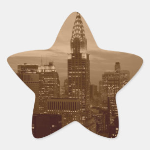 Sepia-Ton New York City Stern-Aufkleber