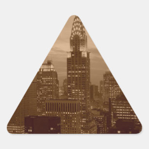 Sepia Tone New York City Dreieckiger Aufkleber