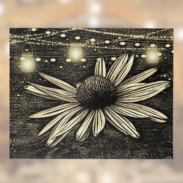 Sepia Toned Coneflower unter Golden Jar Lights (Von Creator hochgeladen)