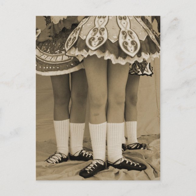 Sepia Toned Irish Dance Postcard Postkarte (Vorderseite)