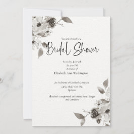 Sepia toned Watercolor Bridal Dusche Einladung