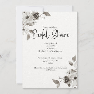 Sepia toned Watercolor Bridal Dusche Einladung