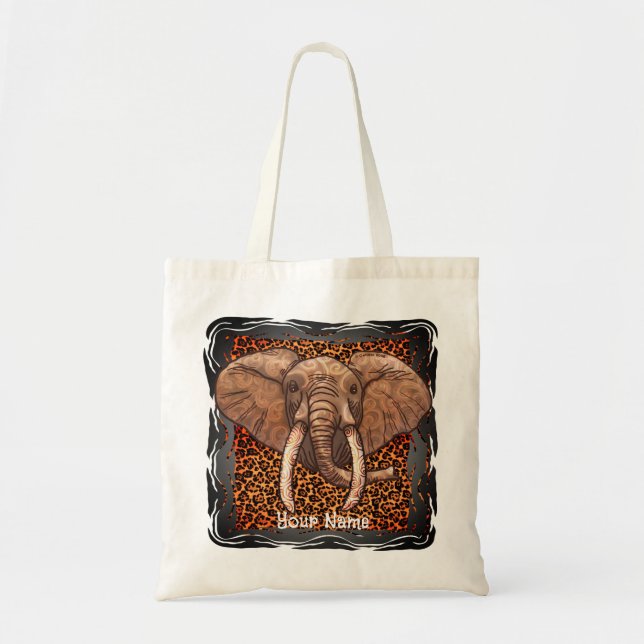 Sepia Tribal Elephant Totasche Tragetasche (Vorne)