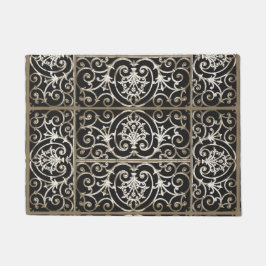 Sepia und schwarzes Bildrollenmuster Fußmatte