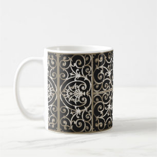 Sepia und schwarzes Bildrollenmuster Kaffeetasse