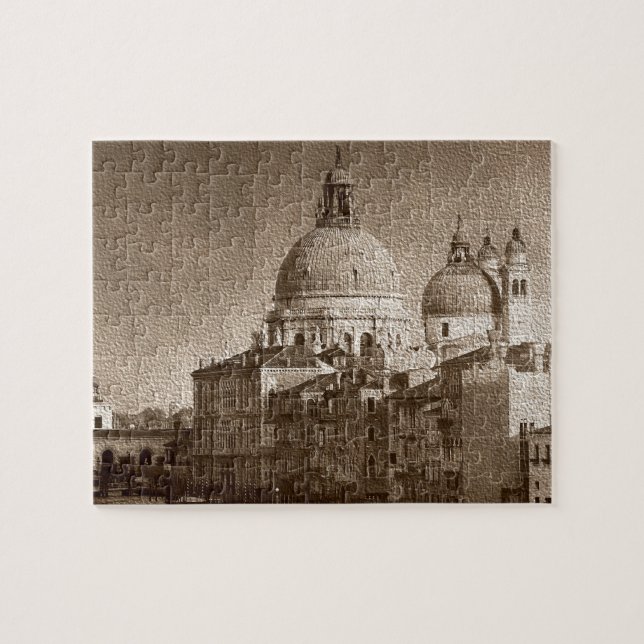 Sepia Venice Grand Canal Piazza San Marco Salute (Horizontal)