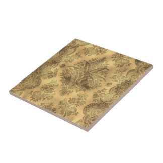 Sepia verblasstes Vintage-Blumenmuster Fliese