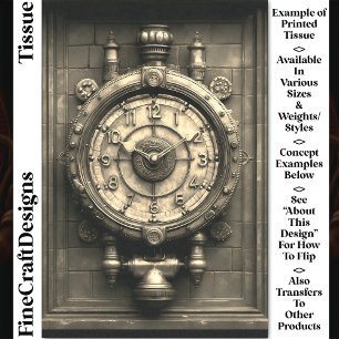 Sepia viktorianische Steampunk-Uhr CZ2S Decoupage Seidenpapier