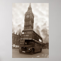 Sepia Vintag London Bus Big Ben
