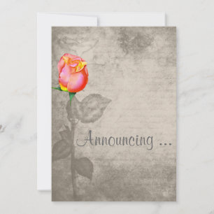 Sepia Vintag Spot Color Peace Rose Wedding Einladung