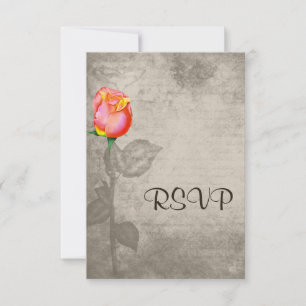 Sepia Vintag Spot Color Peace Rose Wedding rsvp