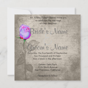 Sepia Vintag Spot Color Rose Bud Wedding Einladung