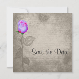 Sepia Vintag Spot Color Rose Save the Date Hochzei