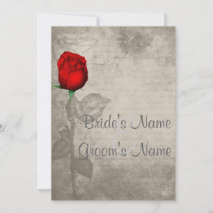 Sepia Vintag Spot Color Rote Rose Bud Wedding Einladung