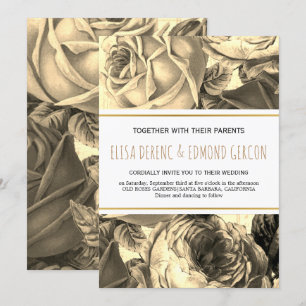 Sepia vintage rose faire-part de mariage floral