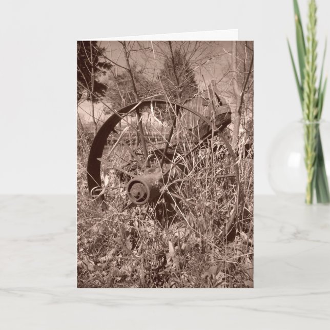 "Sepia Wagon Wheel #2" Geburtskarte Karte (Vorderseite)