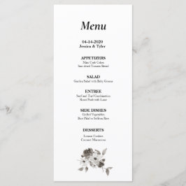 Sepia Watercolor Wedding oder Event Menu Menükarte
