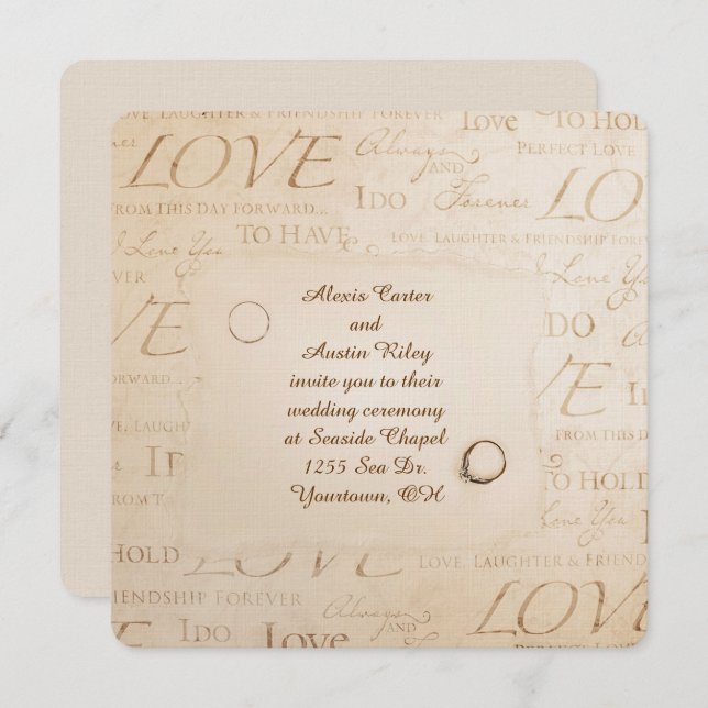 Sepia Wedding Einladung (Vorne/Hinten)