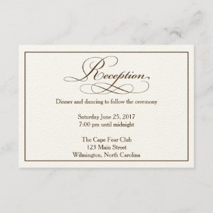 Sepia Wedding Reception Details Card Begleitkarte