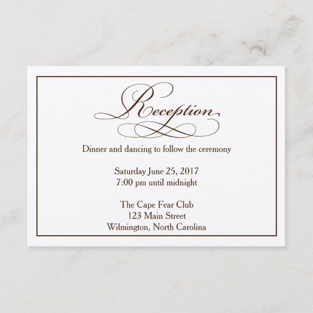 Sepia Wedding Reception Details Card Begleitkarte (Vorderseite)