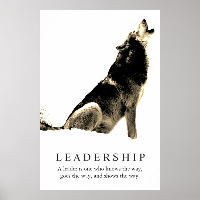 Sepia White Inspiration Leadership Wolf Poster (Vorne)