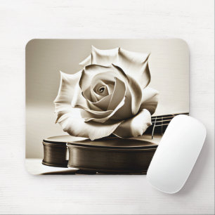 Sepia White Rose auf Violine Mousepad