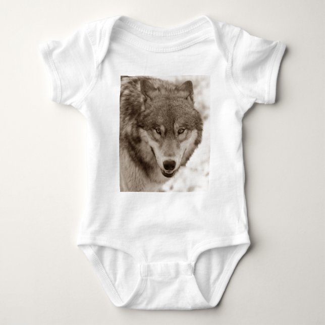 Sepia Wolf Baby Strampler (Vorderseite)